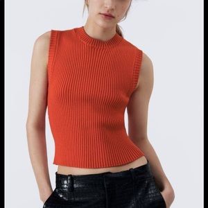 Zara | orange sweater tank